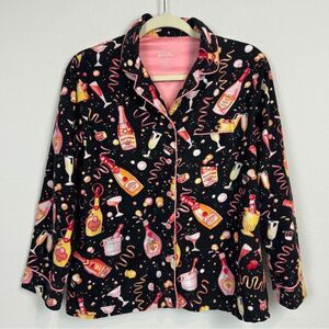 Nick & Nora Popping Bottles Flannel Pajama Top S